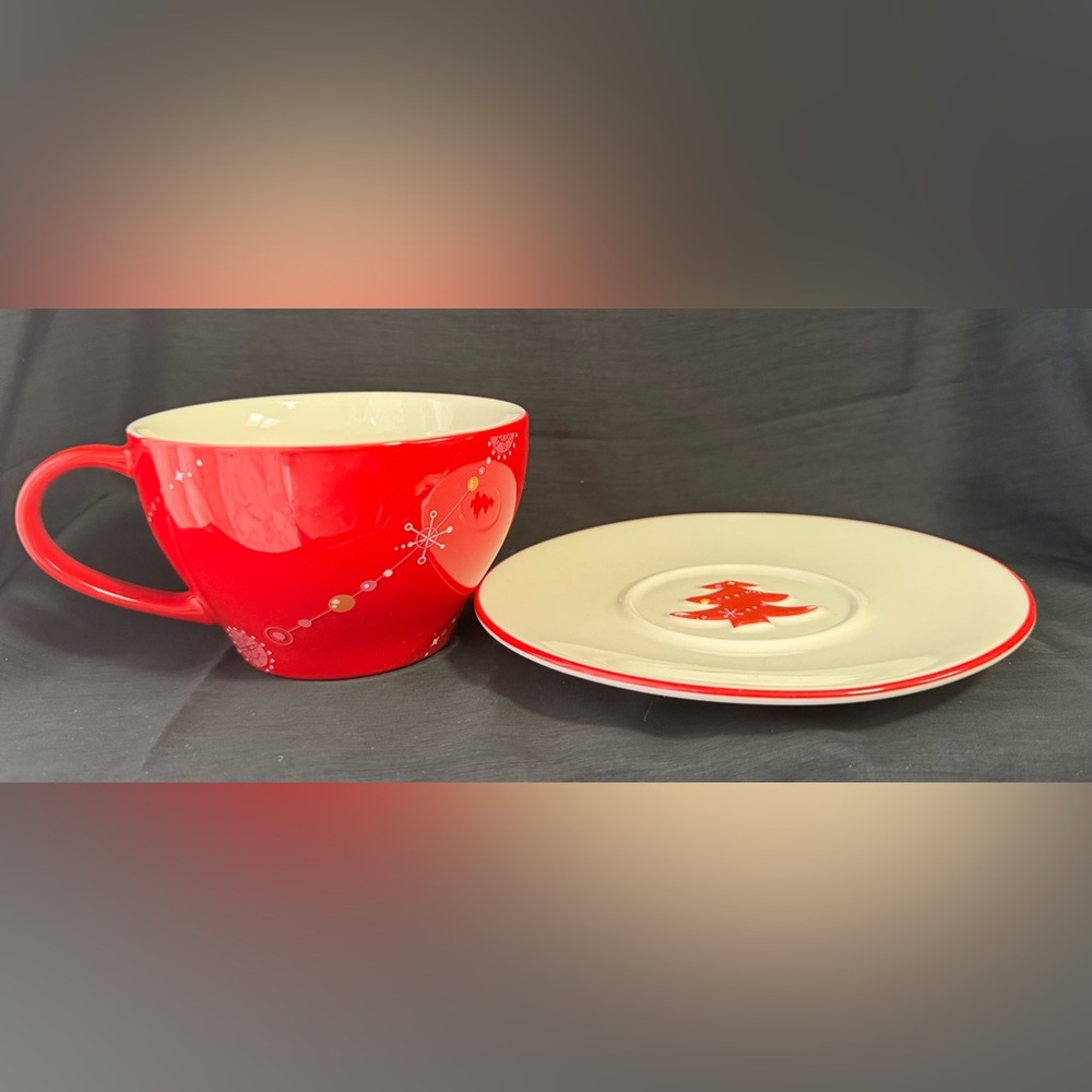 Starbucks 2006 Holiday Coffee Mug and matching saucer